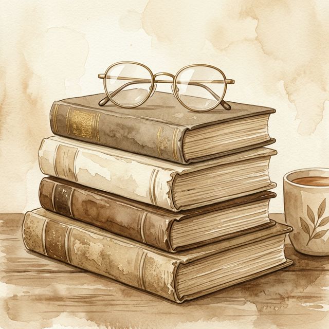 Ilustración de libros vintage